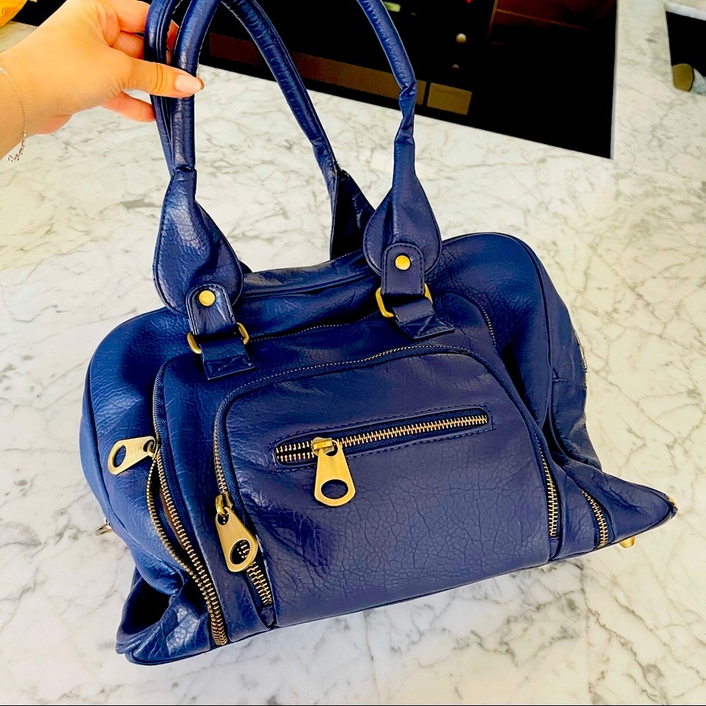 Vegan Leather Blue Shoulder bag